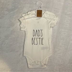 Rae Dunn White One Piece Set of 2 Daddy & Me Bodysuits